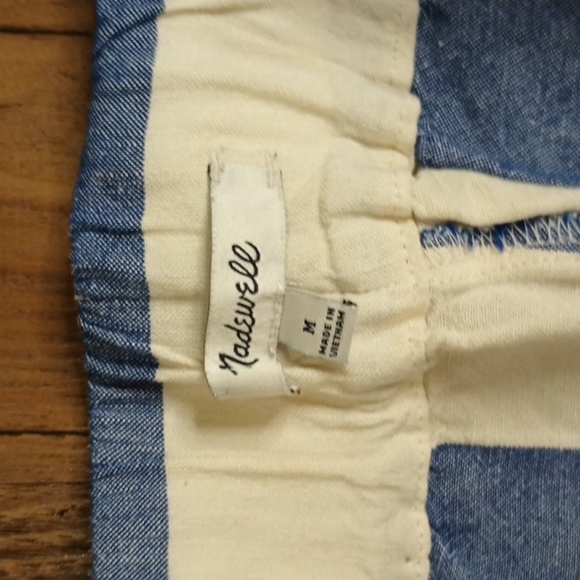 Madewell Blue Cream Stripe Cropped Wide Leg Palazzo Pants MMM - Picture 2 of 5